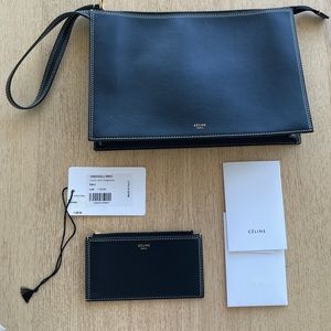 CELINE Smooth Calfskin Ring Multifunction Clutch With Dragonne Sea